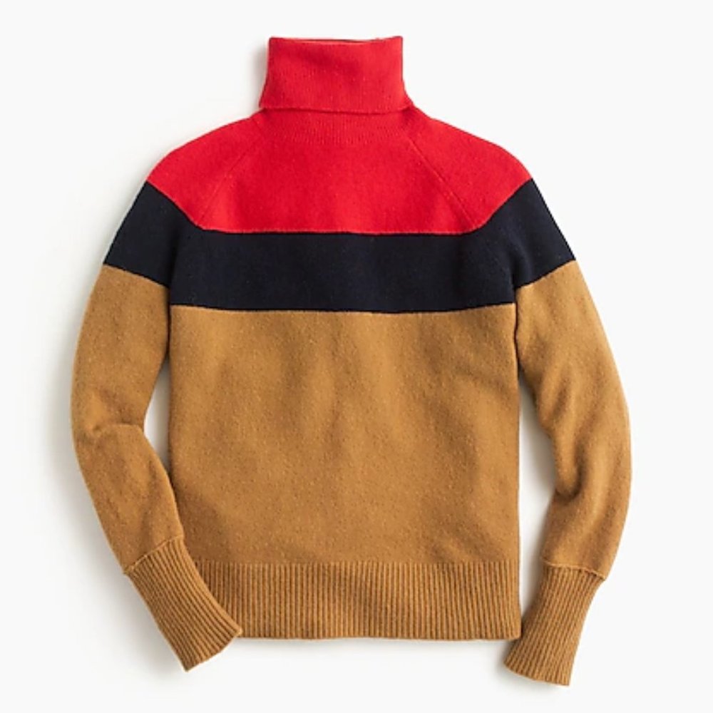 Colorblock turtleneck sweater in supersoft yarn - Picture 2 of 7